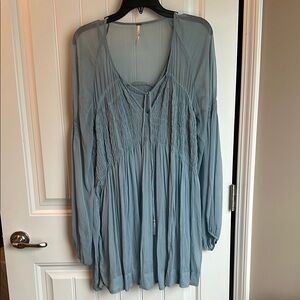 Free People Light Blue Long Sleeve Mini Dress.